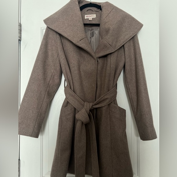 Women’s Wool Blend Merona Brown Tan Coat Jacket Peacoat Size Medium - Picture 1 of 6